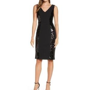 Vince Camuto Sequin Detail Cocktail Dress in Black